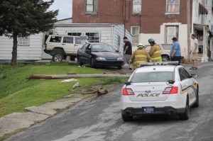 Truck Snaps Pole after Losing Breaks on Cherry Street, Tamaqua, 5-10-2014 (14)