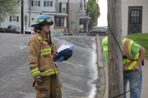 Truck Snaps Pole after Losing Breaks on Cherry Street, Tamaqua, 5-10-2014 (16)