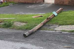 Truck Snaps Pole after Losing Breaks on Cherry Street, Tamaqua, 5-10-2014 (6)