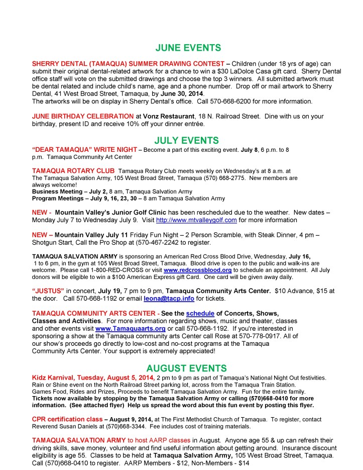 6-27-2014, Tamaqua Chamber of Commerce, Chamber Chatters3