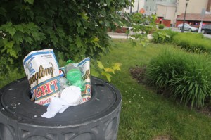 Overflowing Garbage in Garbage Can, Depot Square Park, Tamaqua, 6-10-2014 (11)