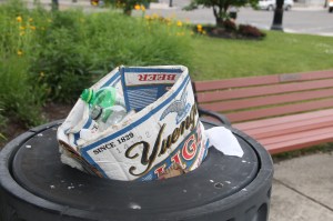 Overflowing Garbage in Garbage Can, Depot Square Park, Tamaqua, 6-10-2014 (17)