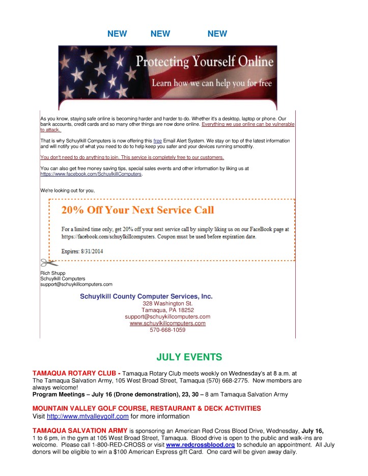 7-11-2014, Tamaqua Chamber of Commerce, Chamber Chatters3