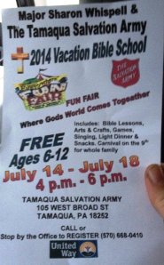7-14-2014, Vacation Bible School, Salvation Army, Tamaqua