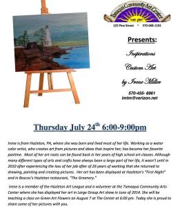 7-24-2014, Inspiration Art Show, Irene Miller, Community Arts Center, Tamaqua