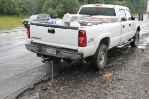 Car Crashes into Utility Trailer on SR54, Hometown, 7-14-2014 (1)