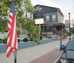 Flags Missing in Front of American Legion, Tamaqua, 7-22-2014 (2)