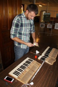 Kyle Whitley Working on a Piano Key Project, Community Arts Center, Tamaqua, 7-24-2014 (2)