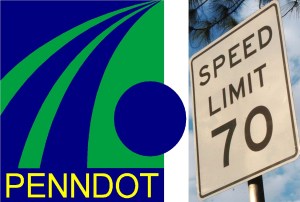 PennDOT logo, Pennsylvania Department of Transportation, 70 MPH