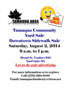 Tamaqua Community Sidewalk & Yardsale FLYER 2014 (1)