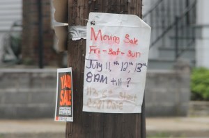 Yard Sale Signs Left on Poles, Lansford, 7-26-2014 (1)