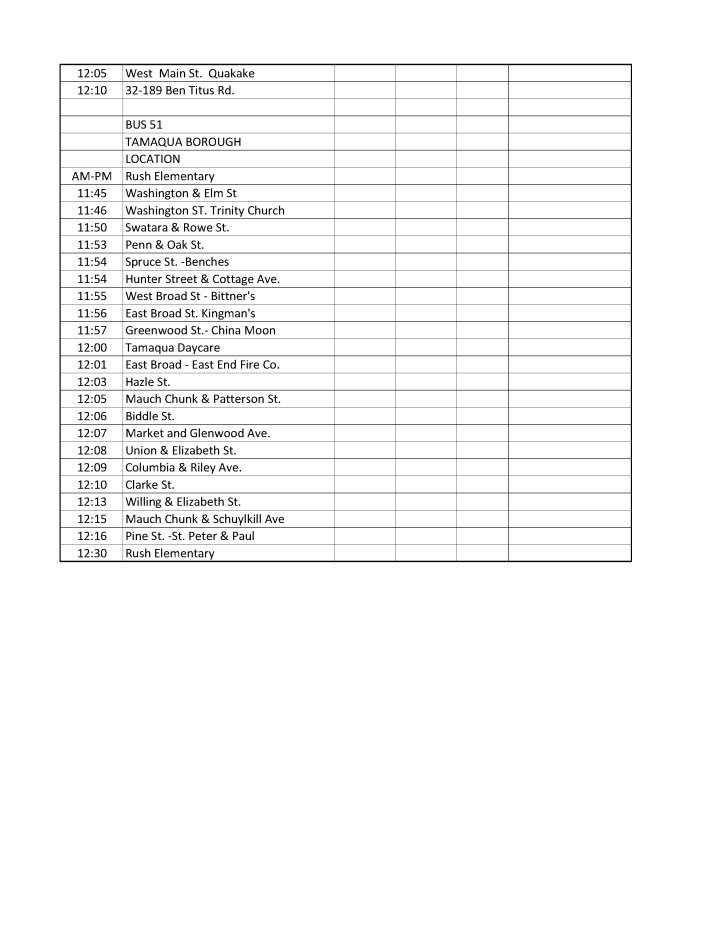 2014-2015 Tamaqua Area School District Bus Schedule17