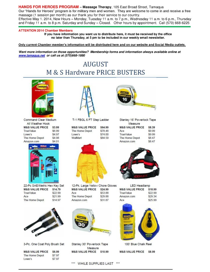 8-15-2014, Tamaqua Chamber of Commerce, Chamber Chatters5