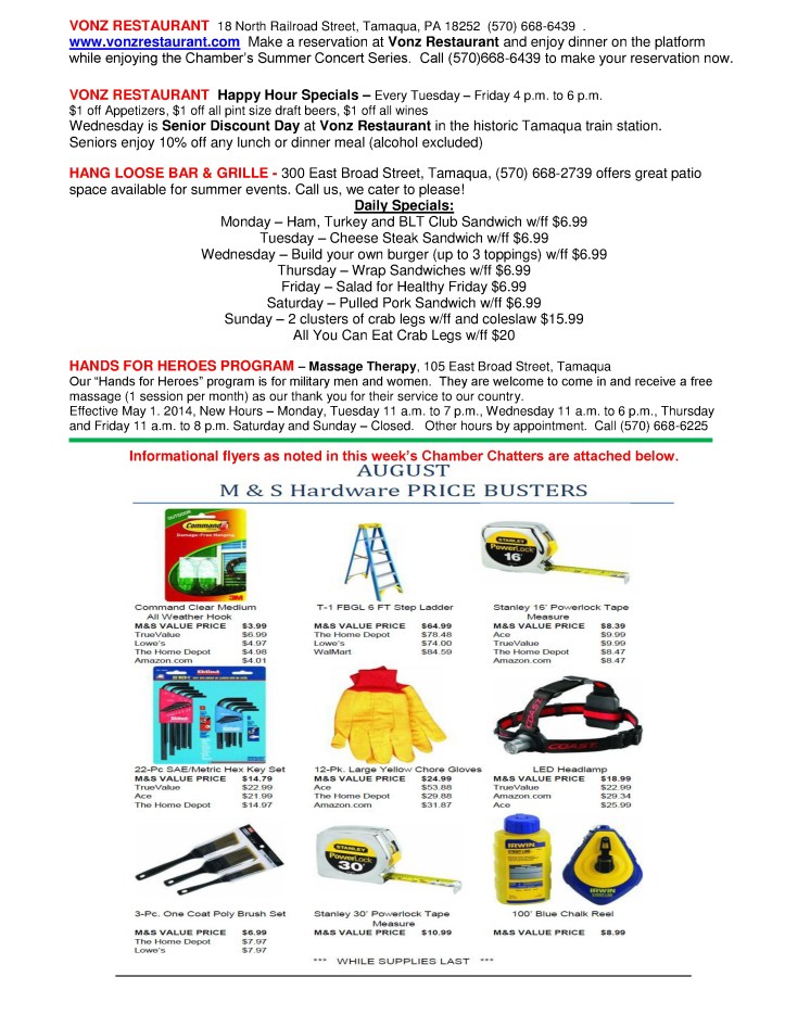 8-22-2014, Tamaqua Chamber of Commerce, Chamber Chatters5