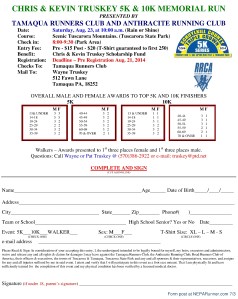 8-23-2014, Chris and Kevin Truskey 5k, 10k Run, Tuscarora State Park 3