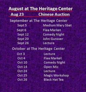 8-23-2014, Summit Hill Heritage Center Events for September and October