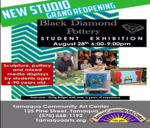 8-28-2014, Student Exhibit, Black Diamond Pottery, TCAC, Tamaqua