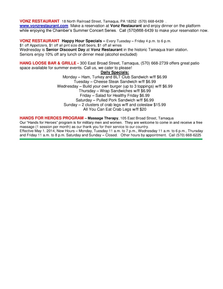 8-29-2014, Tamaqua Chamber of Commerce, Chamber Chatters5