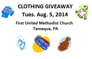 8-5-2014, clothing giveaway, first united methodist church, tamaqua