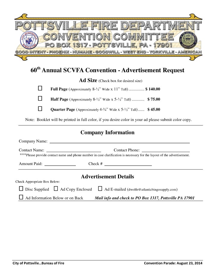 Convention Packet, 2014 Schuylkill County Volunteer Firefighter's Convention, Parade, Pottsville9