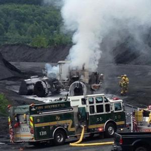 Fire, Front End Loader, via Nesquehoning Fire Company, Panther Creek Power, 8-3-2014 (1)