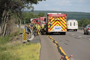 MVA, Car Misses Trees, mile marker 125.2, Interstate 81, Ryan Township,8-9-2014 (2)