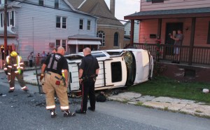 Overturned Vehicle, photo from Harry Hontz, SR902, Lansford, 8-27-2014 (1)
