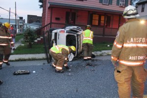 Overturned Vehicle, photo from Harry Hontz, SR902, Lansford, 8-27-2014 (2)