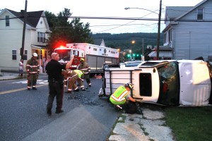 Overturned Vehicle, photo from Harry Hontz, SR902, Lansford, 8-27-2014 (3)