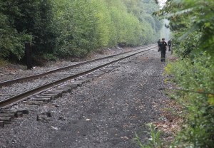 Photo of Tracks, after Train Amputates Part of 12 Yr Old Girl's Leg, Mahanoy City, 8-20-2014 (11)