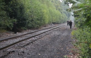 Photo of Tracks, after Train Amputates Part of 12 Yr Old Girl's Leg, Mahanoy City, 8-20-2014 (8)