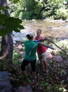 River Cleanup, Little Schuylkill River, next to Boyer's Food Market, Tamaqua, 8-9-2014, Beth Kester (4)