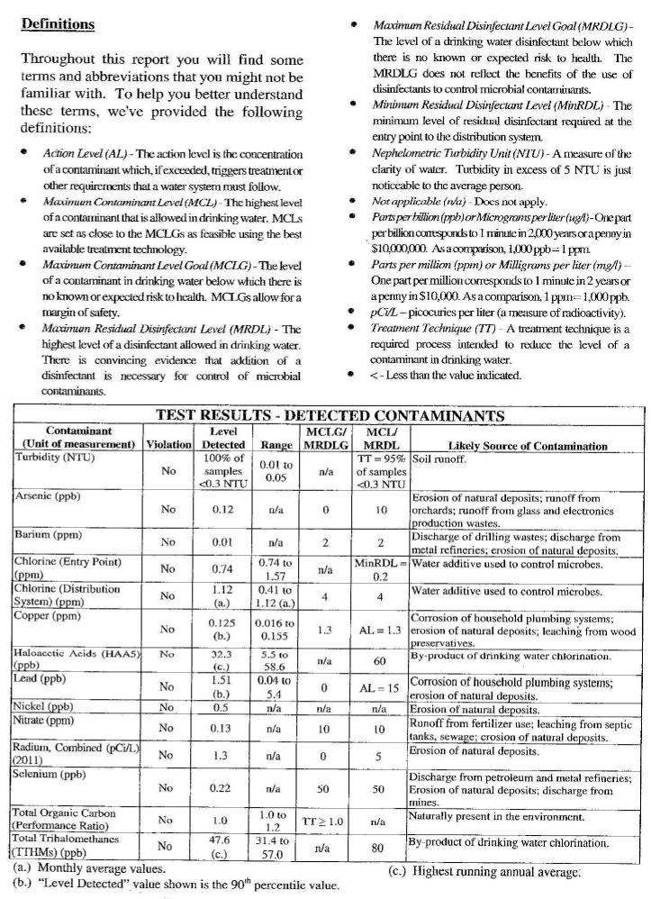 Tamaqua Annual Drinking Water Report, 2013, CCR, STORY-page3
