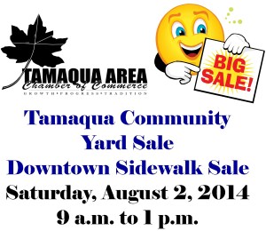 Tamaqua Community Sidewalk & Yardsale, Day Before, FLYER 2014