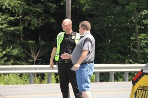 Tractor Trailers Swipe Mirrors on Hometown Hill, SR309, Hometown, 8-13-2014 (25)