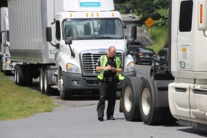 Tractor Trailers Swipe Mirrors on Hometown Hill, SR309, Hometown, 8-13-2014 (35)