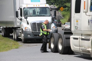 Tractor Trailers Swipe Mirrors on Hometown Hill, SR309, Hometown, 8-13-2014 (37)