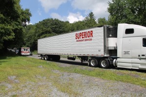Tractor Trailers Swipe Mirrors on Hometown Hill, SR309, Hometown, 8-13-2014 (5)