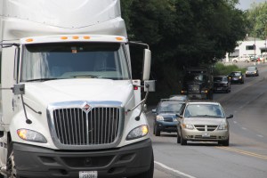Tractor Trailers Swipe Mirrors on Hometown Hill, SR309, Hometown, 8-13-2014 (56)