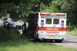 Tractor Trailers Swipe Mirrors on Hometown Hill, SR309, Hometown, 8-13-2014 (7)