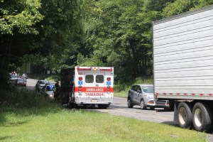 Tractor Trailers Swipe Mirrors on Hometown Hill, SR309, Hometown, 8-13-2014 (8)