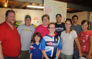 Pictured from front left are Rachael Betz, 10; Laura Mace, 10; Celena Bamford; and Rosemarie Noftz. In back are Dave Mace, John Koehler, Lisa Mace, Steve Ulicny and Jacob Gursky, 17.