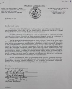 10-29-2014, Schuylkill Youth Summit Town Meeting, TAHS School Auditorium, Tamaqua LETTER 1