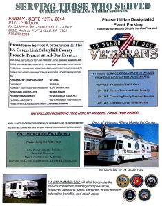 9-12-2014, Veterans Support Program, Serving Those Who Served, PA CareerLink, Pottsville