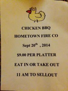 9-20-2014, Chicken BBQ, Hometown Fire Company, Hometown, 2