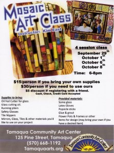 9-29-2014, Mosaic Art Class, TCAC, Tamaqua
