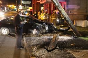 Driver Taken Into Custody after Striking Vehicle, Sheering Pole, Tamaqua (128)