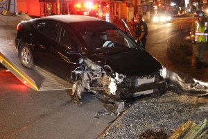 Driver Taken Into Custody after Striking Vehicle, Sheering Pole, Tamaqua (134)