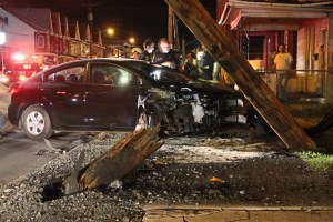 Driver Taken Into Custody after Striking Vehicle, Sheering Pole, Tamaqua (76)
