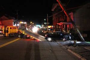 Driver Taken Into Custody after Striking Vehicle, Sheering Pole, Tamaqua (92)